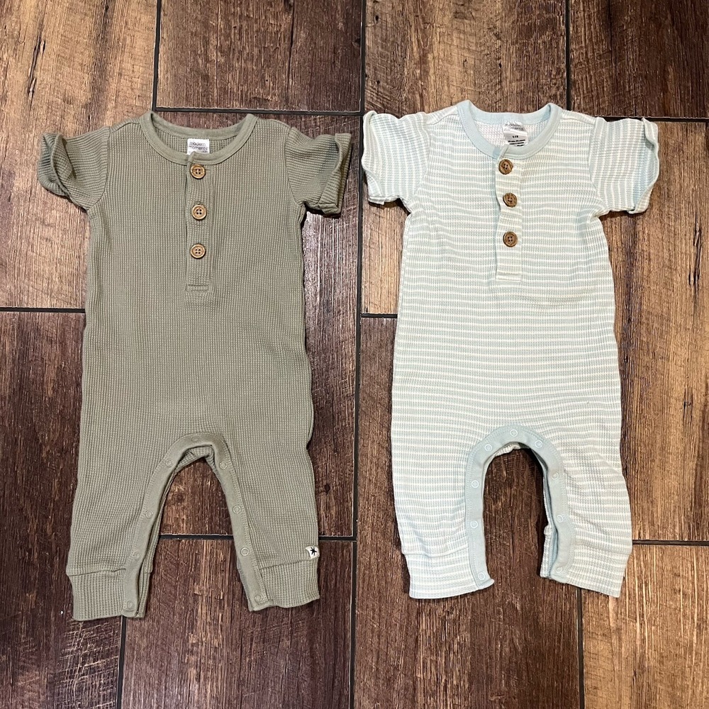 (2) Gerber Modern Moments Waffle Knit Thermal Bodysuit Onesie 6-9 Months